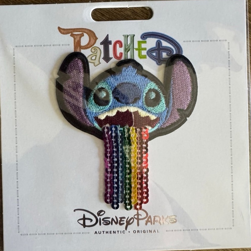 - Disney Parks Patched Authentic Original Removable Stitch Patch Sequin Rainbow